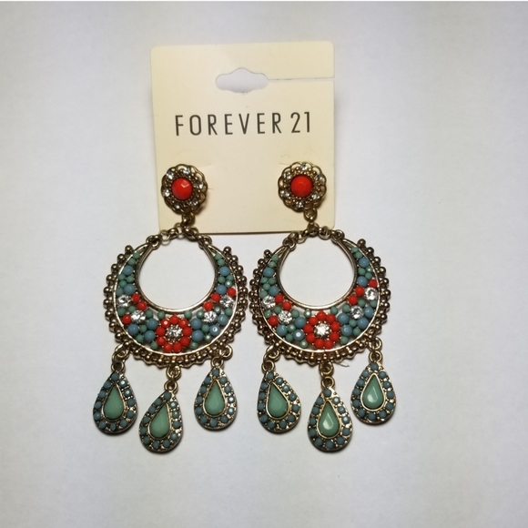 FOREVER 21 CHANDELIER MANDALA BEADS PIERCE EARRING - Picture 2 of 8